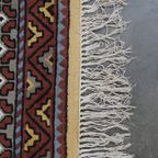 Vintage Wollen Vloerkleed Voornamelijk Paarse En Gele Tinten 255x150cm thumbnail 6