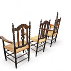 8 ( 2 X Armrest ) X Ornate Wood / Bobbin / Wicker Dining Chair / Studded Chairs thumbnail 8