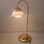 Vintage Messing En Melkglas Bloem Vorm Bureaulamp thumbnail 2