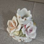 Paar Capodimonte Rozenkandelaars. thumbnail 5