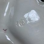 Antiek Porseleinen Gebloemde 3 Vaks Schaal Met Handvat, Doorsnede 25 Cm thumbnail 6