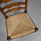 Set Of 4 Oak, Rustic, Farmhouse, Ladderback Dining Chairs With Rush Seats 1960s thumbnail 28