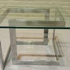 Vintage Chrome En Glas Bijzettafel Salontafel Sidetable thumbnail 18