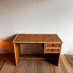 Rotan Bamboe Bureau Italiaans Design Vintage thumbnail 3