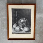 Vintage Ingelijst Tekening Chinese Gemberpot Met Uien - Art Deco thumbnail 2