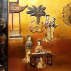 Vintage Chinese Lakkast /  Oosterse Tv Kast (Goud / Zwart)  / Chinoiserie / Bohemian Kast thumbnail 12