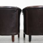 Elegante En Comfortabele Set Van 2 Rundleren Clubfauteuils In Engelse Stijl thumbnail 4