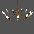 Vintage 50’S Mcm Ceiling Light - In The Style Of Stilnovo - Xl Chandelier - Restored / Polished - thumbnail 10