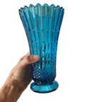 Prachtige Blauwe Glazen Vaas Ca 1930 1940 Art Deco thumbnail 5