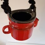 Vintage Hangpot Rode Keramieke Bloempot thumbnail 4