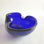 Kobalt Blauwe Vintage Murano Glas Asbak thumbnail 3