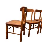 Set Van 6 Vintage Houten Zweede Stoelen In Pinewood thumbnail 6