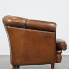 Unieke Vintage Cognac Kleurige Lederen Clubfauteuil Met Een Goed Zitcomfort thumbnail 4