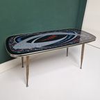 Vintage Houten Tafel Met Mozaïek Print . Aluminium Poten thumbnail 2