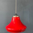 Rode Space Age Hanglamp Van Plexiglas Met Chroom Kapje thumbnail 8