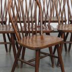 Set Van 8 Vintage Houten Windsor Spijlen Stoelen In Engelse Stijl Uit De Jaren ’70 thumbnail 10