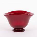 Art Red Glass Bowl By Monica Bratt For Reijmyre Glasbruk, Sweden 1950’s thumbnail 2