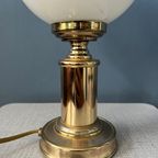 Mid Century Hollywood Regency Tafellampen (2) / Vintage Gouden Opaline Glazen Bureaulampen thumbnail 10