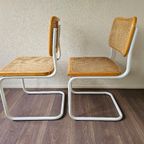 2 Cesca Beuken Stoelen Met Wit Buisframe Marcel Breuer thumbnail 16