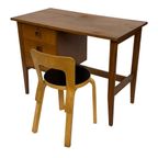 Vintage Bureau Jaren 60 Compacte Werkplek Teak Design thumbnail 10