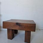 Brutalist Wabi Sabi Massief Houten Bijzettafel thumbnail 4