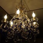 Vintage Kobalt Blauwe Murano - Glas En Kristal - Kroonluchter Met Kralen thumbnail 4