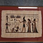 Vintage Ingelijste Papyrus Tekening Egypte Schilderij thumbnail 11