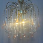 3 Stuks Beschikbaar Vintage Murano Roze Teardrop Kroonluchter Hanglampen thumbnail 9