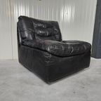 Vintage Italiaanse Fauteuil, Zwart Leer, Zanotta thumbnail 5