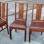Set Van 3 Art Deco Amsterdamse School Eetkamerstoelen thumbnail 15