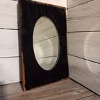 Eenvoudige Antieke Spiegel Met Facetrand In Houten Framewerk. thumbnail 2