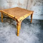 Vintage Bamboo Vierkante Coffee Table / Salontafel Met Rotan thumbnail 2