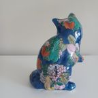 Handgeschilderd Keramische Kat. Vintage Chinoiserie. thumbnail 9