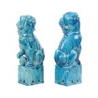 Groot Koppel Foo Dogs Tempelleeuwen Turquoise Keramiek 25cm thumbnail 10