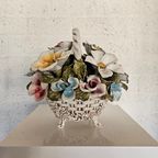 Bassano Ceramics Basket With Flowers, Italy 1950s thumbnail 11