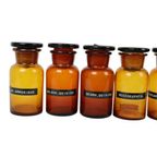Echte Oude Apotheker Medische Flessen Potten Set Bruin Amber Glas thumbnail 9