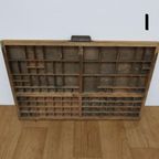 Brocante, Bruine Antieke Houten Letterbak, Wanddecoratie I thumbnail 6