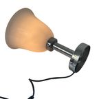 Vintage - Chalice Shaped - Desk Lamp - Hema - Opaline Glass On Chromed Base thumbnail 3