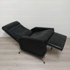 Vintage Lounge Chair Fauteuil Zwarte Skai thumbnail 7