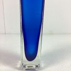 Vintage Murano Blokvaas Blauw Glas Italy thumbnail 4