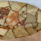 Vintage Ovale Messing Salontafel Koffietafel Met Marmer Blad thumbnail 10