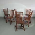 De Ster Geldermalsen Spindle Back Dining Chair 6 X In Solid Oak. With A Small Carved Decoration I thumbnail 14