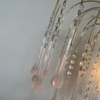 Xl Vintage Roze Murano Kroonluchter Hanglamp Kristallen Pegels thumbnail 3