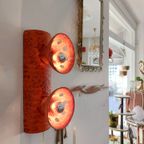 Vintage Keramieken Brutalist Oranje Wandlamp Lamp thumbnail 11