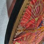 Large Wall Piece Textile Art 1970s / Wooden Frame With Nails thumbnail 8