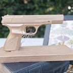 Decoratieve Gun, Goudkleurig Wapen, Pistool Op Houder thumbnail 4