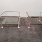 Hollywood Regency Messing Glas Tafel Set 70s thumbnail 2