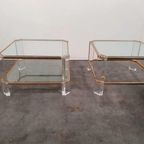 Hollywood Regency Messing Glas Tafel Set 70S thumbnail 2