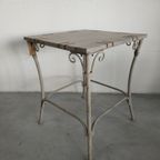 Brocante Hout/Metalen Plantentafel Bijzettafel thumbnail 4