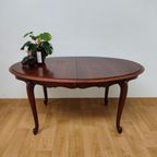 Vintage Eetkamertafel Ovale Uitschuifbare Eettafel, Tafel Mahoniehout thumbnail 7